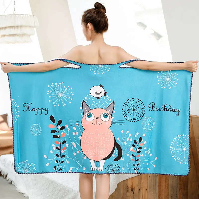 

Wearable Bath Towel Bathrobe Women's Clothing Homewear Absorbent Quick-drying Comfortable Casual Soft Simple Loose Large Size