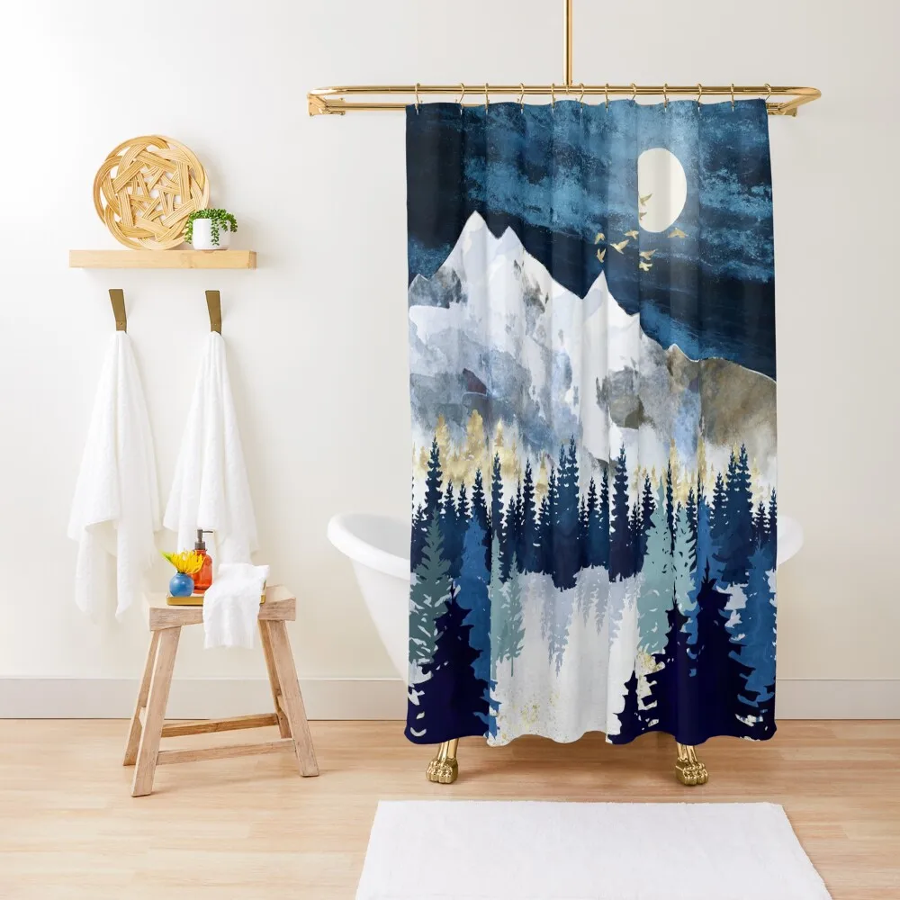 

Moonlit Snow Shower Curtain Waterproof Bathroom Shower Anime Shower Waterproof Modern Bathroom Accessories Curtain