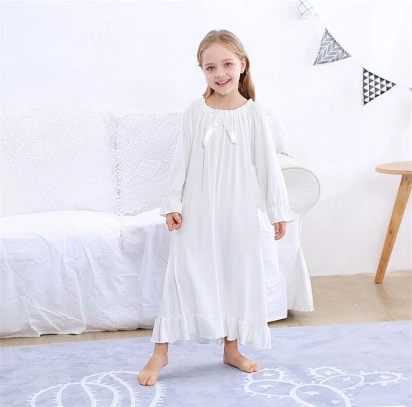 Girl Nightgown Sleepwear Children Pajama Dress Soft and Comfortable Long Sleeve Girls Princess Nightdress Home Wear for Kids