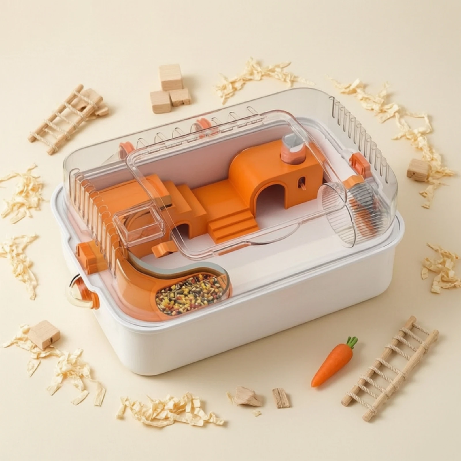 Hamster Cage Modular Hamster Cage with Wheel Small Animal Habitat Removable Easy-to-Clean for Hamsters, Indoor, Apartments