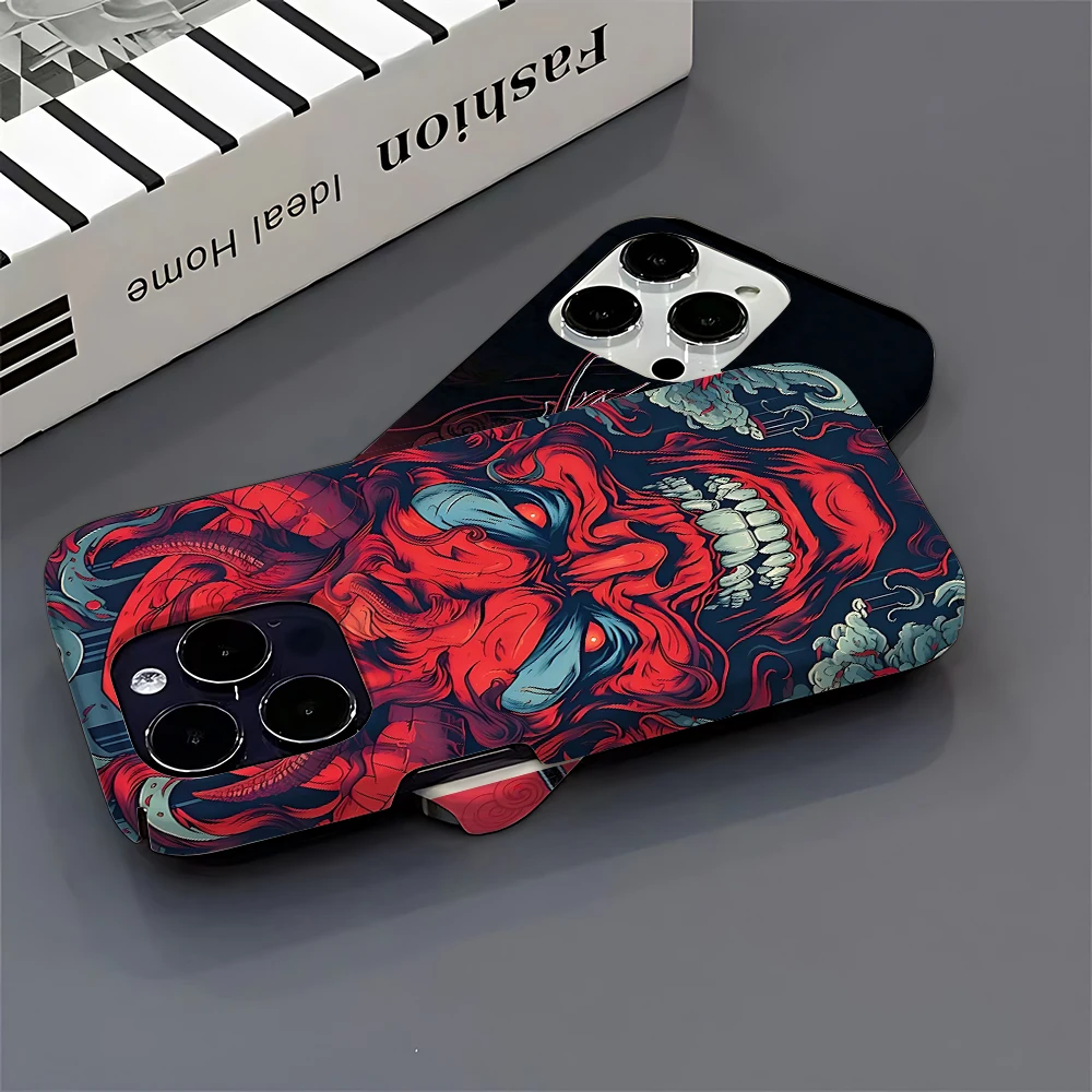 Japan ghost face Samurai Phone Case for iPhone 16 15 14 13 12 11 Pro Max XS XR XSMax 6 7 8 Plus Glossy HD Hard PC Cover