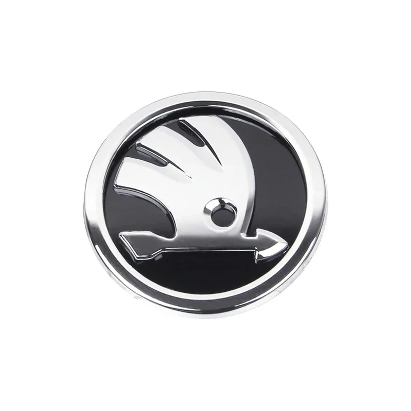 2 Stück ABS 80mm/90mm Auto-Emblem für Skoda Fabia Octavia Superb Rapid Yeti Karoq Vordere Motorhaube Abzeichen Heckklappe Aufkleber Logo