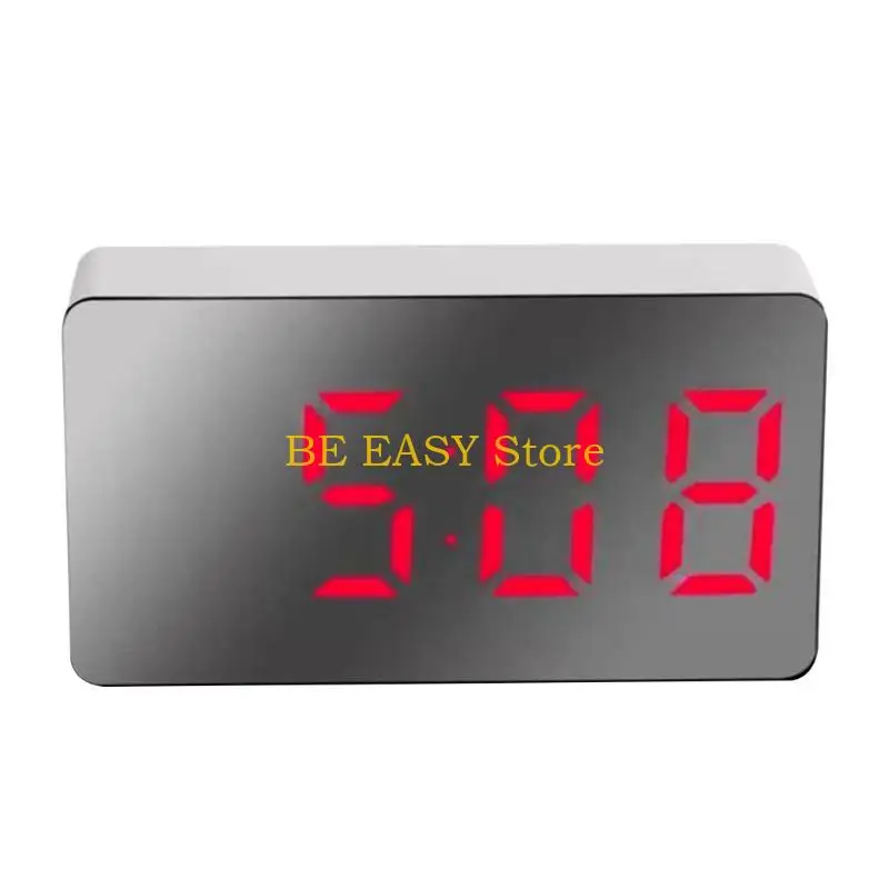 E28F Mini Electronic Digital Alarm Clock Multifunctional Large Screen Car LED Mirror Clock with Temperature for Time & Date for