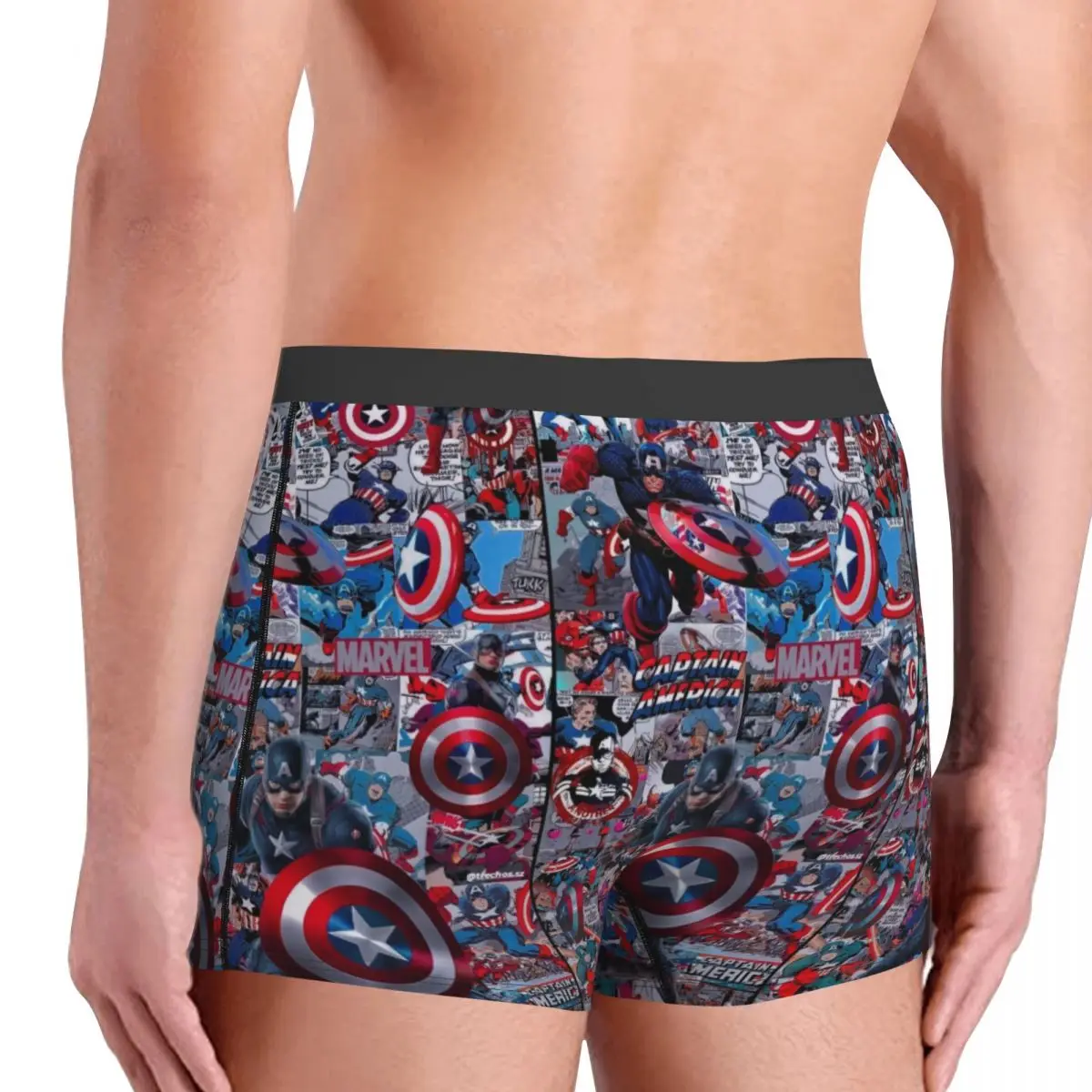 Male Cool Captain America Underwear Boxer Briefs Breathable Shorts Panties Underpants