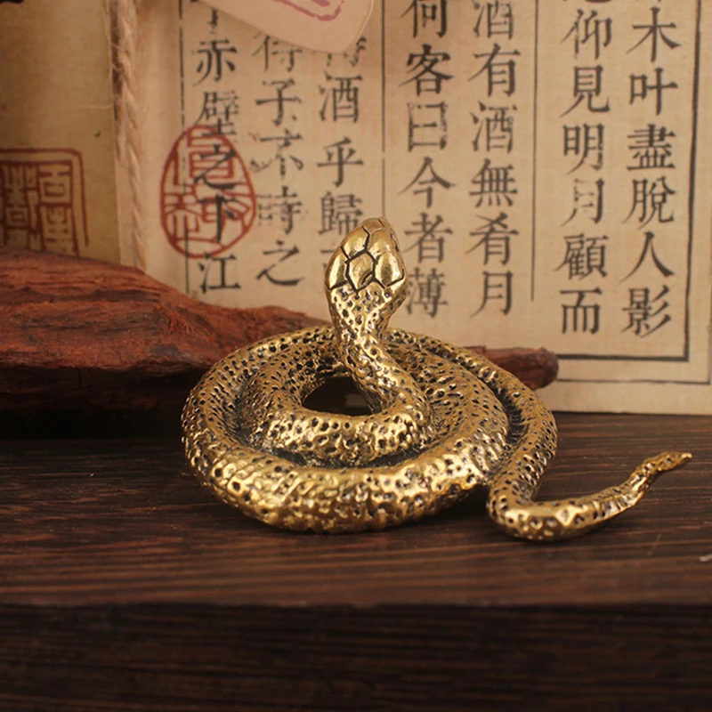 Cobre latão mini cobra antigo bronze decoração estatuetas para decoração interior ornamento de mesa cobre puro miniaturas estátua