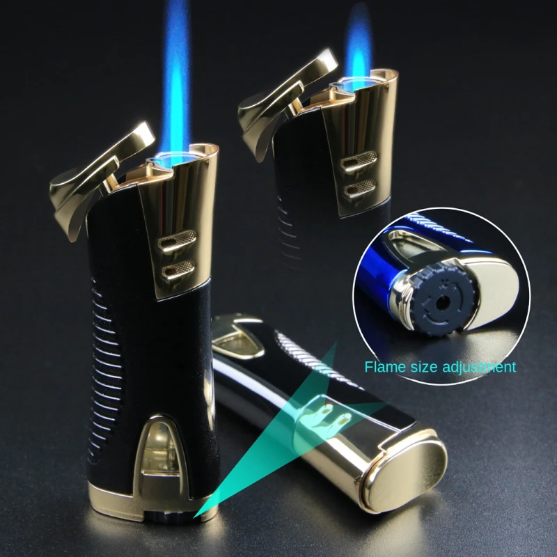 Jet Turbo Gas Lighter Square Side Slip Wheel Mini Lighters Firestone Loud Metal Cigar Smoking Lighters Cigarettes Accessories