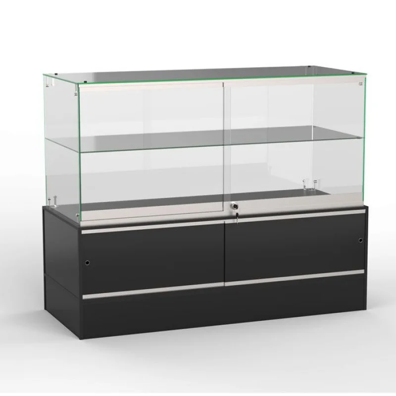 

Custom. Half Frameless Glass Sliding By Display Cabinet, Lockable Display Cases