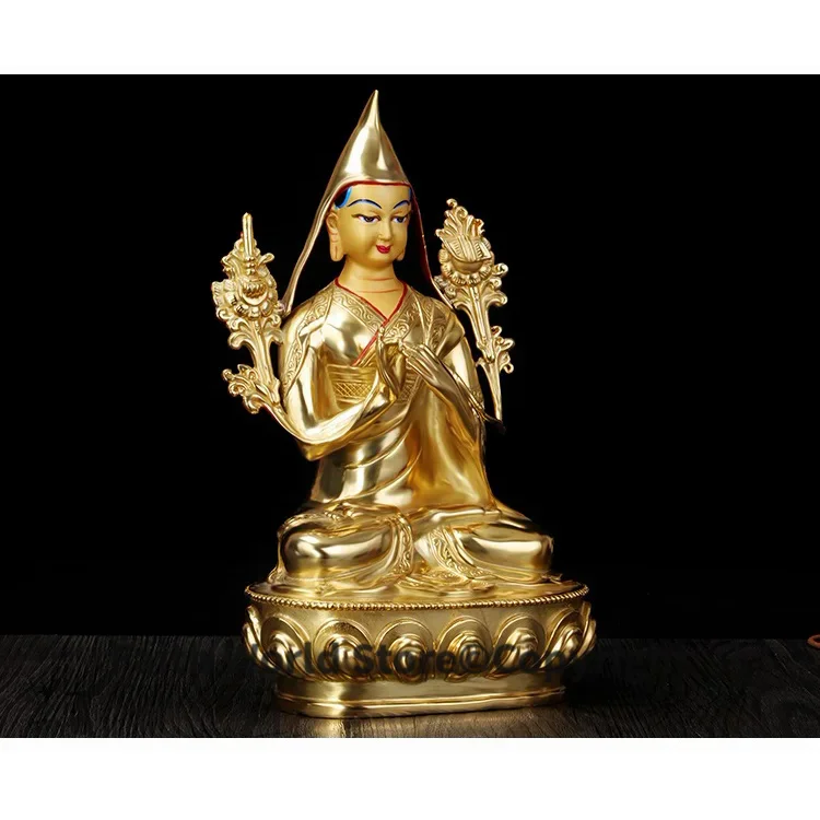 HOME OFFICE protective-efficacious Talisman House Protection Tibetan Buddhism gilding brass Lama Tsong Khapa Buddha statue