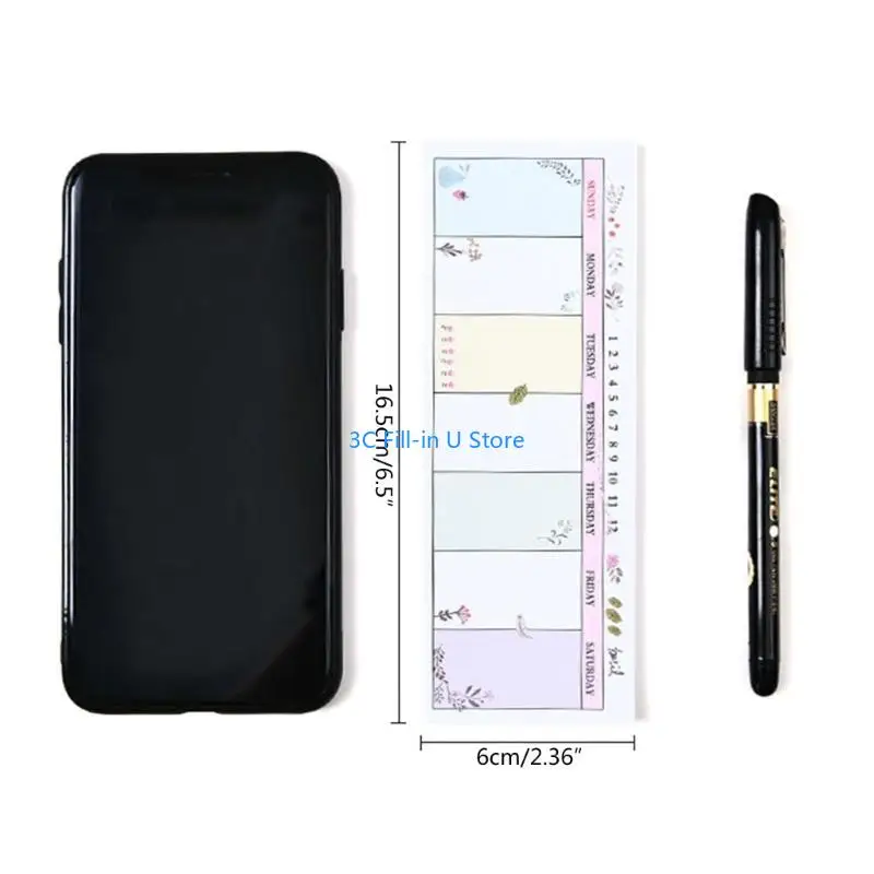 g8ta 두꺼운 종이, 부드러운 쓰기 긴 스트립 주간 일정 노트북 주간 계획 패드 메모장 무작위 디자인 스타일