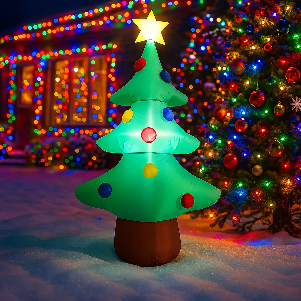6FT زينة عيد الميلاد نفخ ستار شجرة عيد الميلاد اللعب ساحة المنزل الحلي مع LED ديكور لوازم عيد الميلاد في الهواء الطلق في #2