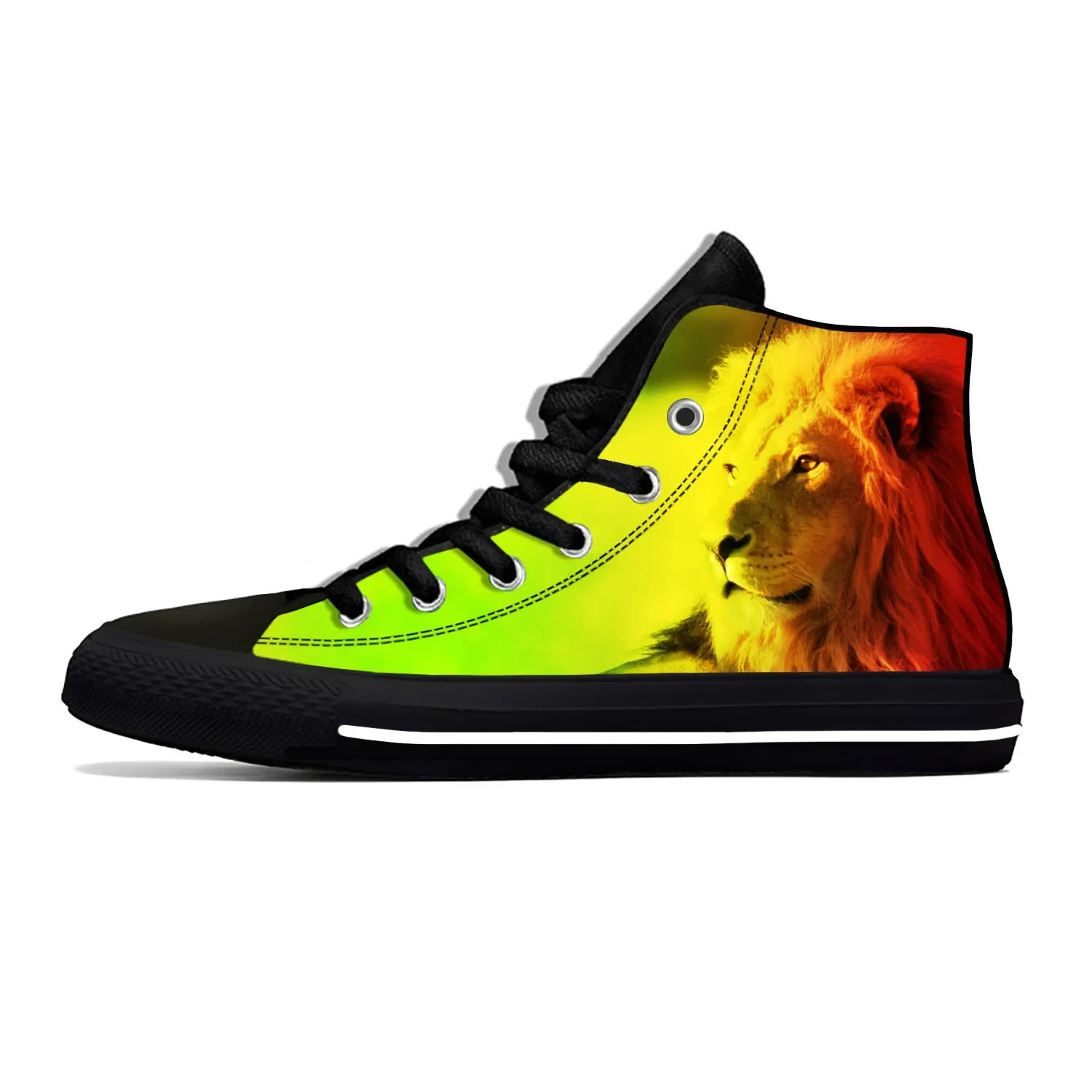 Reggae Rastafarian Rasta Rastafari Lion Of Judah Casual Cloth Shoes High Top Lightweight Breathable 3D Print Men Women Sneakers