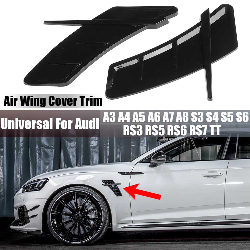 Car Side Fender Spoiler Outflow Vent Sticker Trim Molding Universal For Audi A3 A4 B8 A5 A6 C6 C7 A7 S3 S4 S5 S6 RS3 RS4 RS5 RS6