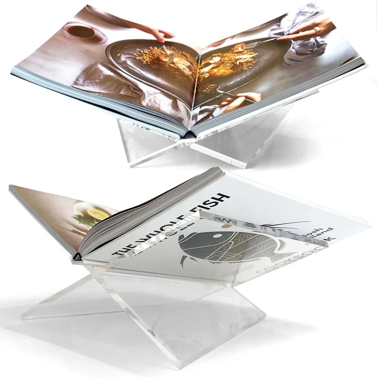 

2026-Thickened 5MM Acrylic Bookshelf - 2pcs | Transparent & Easy to Read/View | Suitable for Open & Closed Books