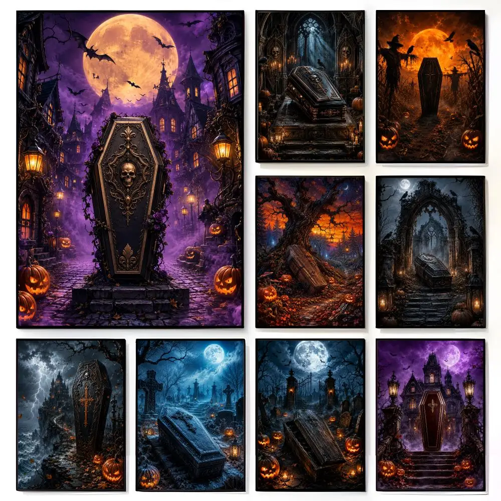 Halloween Coffin Poster American Film Mural Home Childrens Room Wall Decor Print