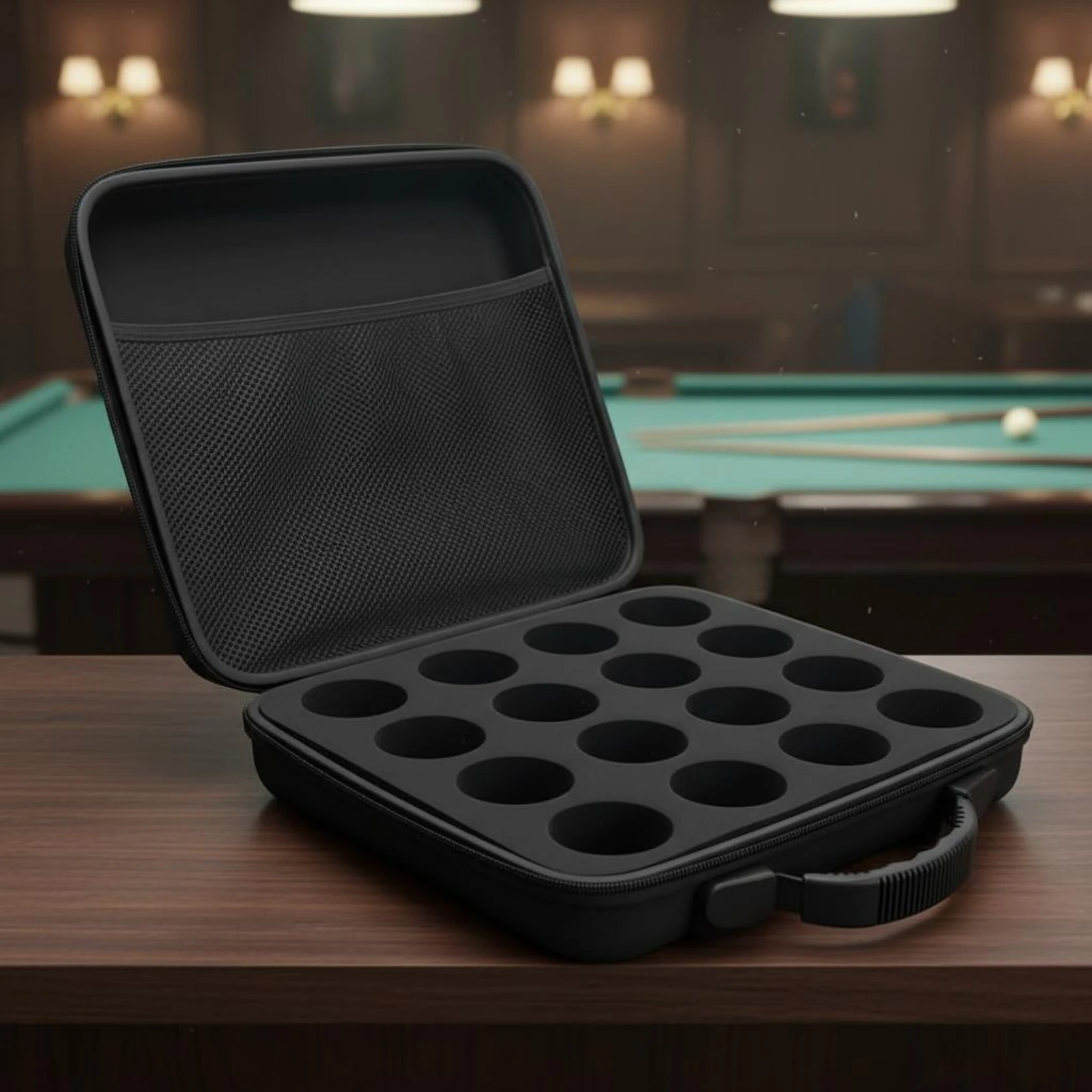 Aluminum Billiard Case Large Capacity Hard Billiard Ball Case Pool Balls Storage Bag Padded Easy to Clean for Travel, Tournament view 4