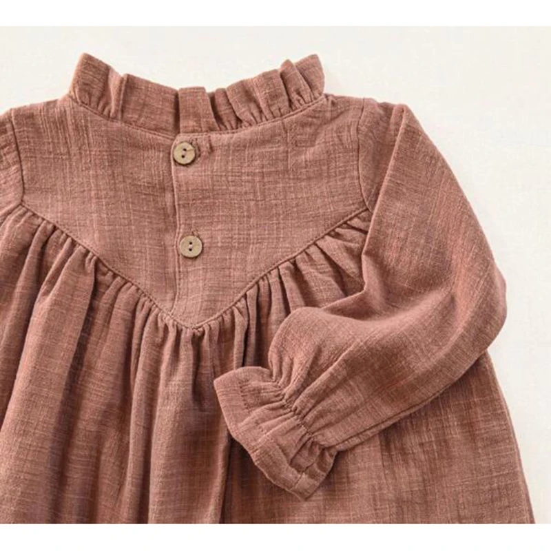 Kids Baby Girls Long Sleeve Solid Color Dress Spring Autumn Kids Baby Girls Lace Princess Children Clothes Dress