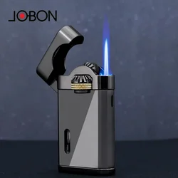 JOBON-Mechanical Metal Butane Gas Lighter, Windproof Gear, Linkage Ignition, Blue Flame Torch, Portable Cigar Lighter, Outdoor,