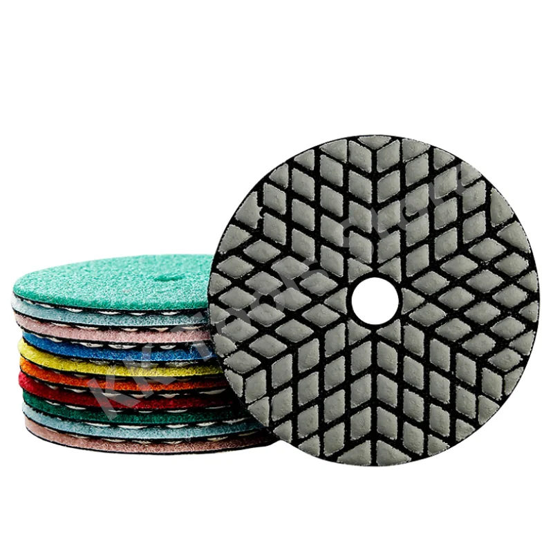 7PCS 4Inch/100mm Dry Polishing Pad Gloss Pad Flexible Sanding Disc For Granite Marble Stone Concrete Grinding Polishing Tools