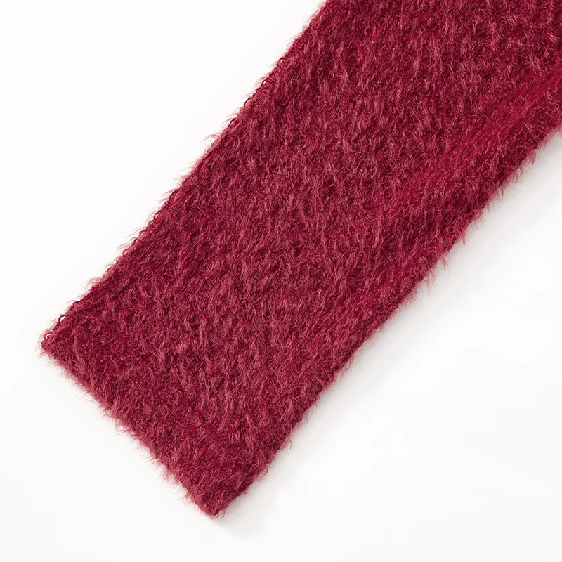 CUTENOVA ฤดูใบไม้ร่วงฤดูหนาวสินค้าใหม่ Mohair เสื้อกันหนาวผู้หญิงสั้นเซ็กซี่ V คอ CROSSOVER ติดตั้งเสื้อแขนยาว