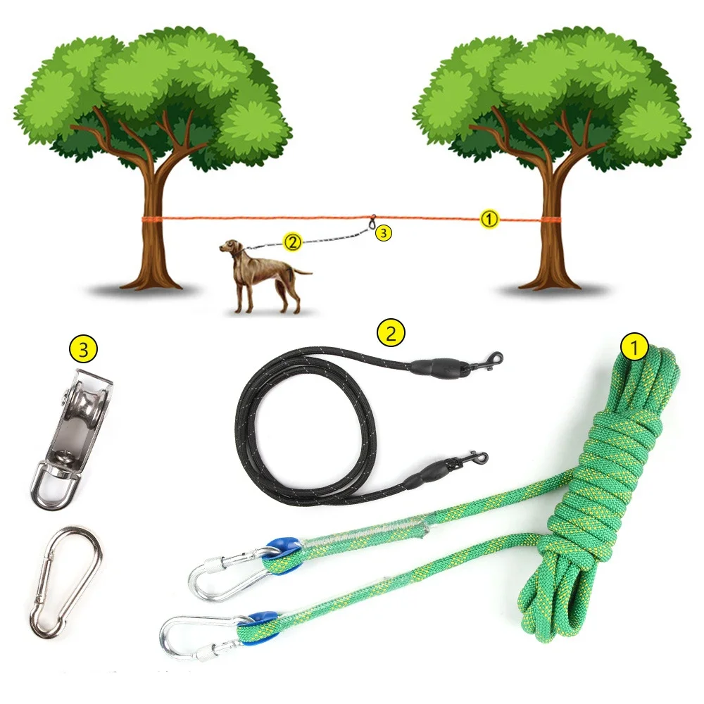 

Светоотражающая система на колесиках, кабель с завязкой для собак для кемпинга (до фунтов), легкая установка для двора, парка и мероприятий на открытом воздухе