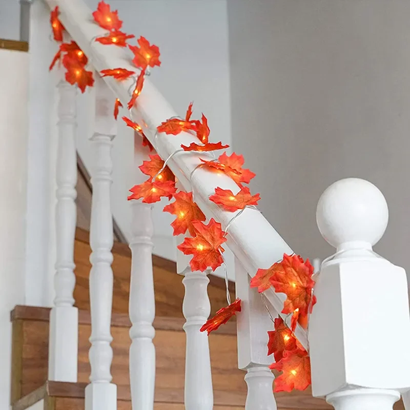Halloween Maple Leaf LED String Light Battery Operated Fall Foliage Fairy Light for Bedroom Outdoor Garden Party Christmas Decor