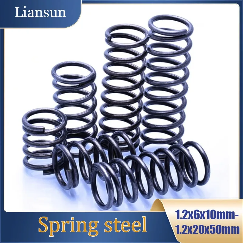 1Pcs 1.2x6x10mm - 1.2x20x50mm Spring Steel Black Compression Spring Y-Type High Elasticity Pressure-Resistant Compression Spring