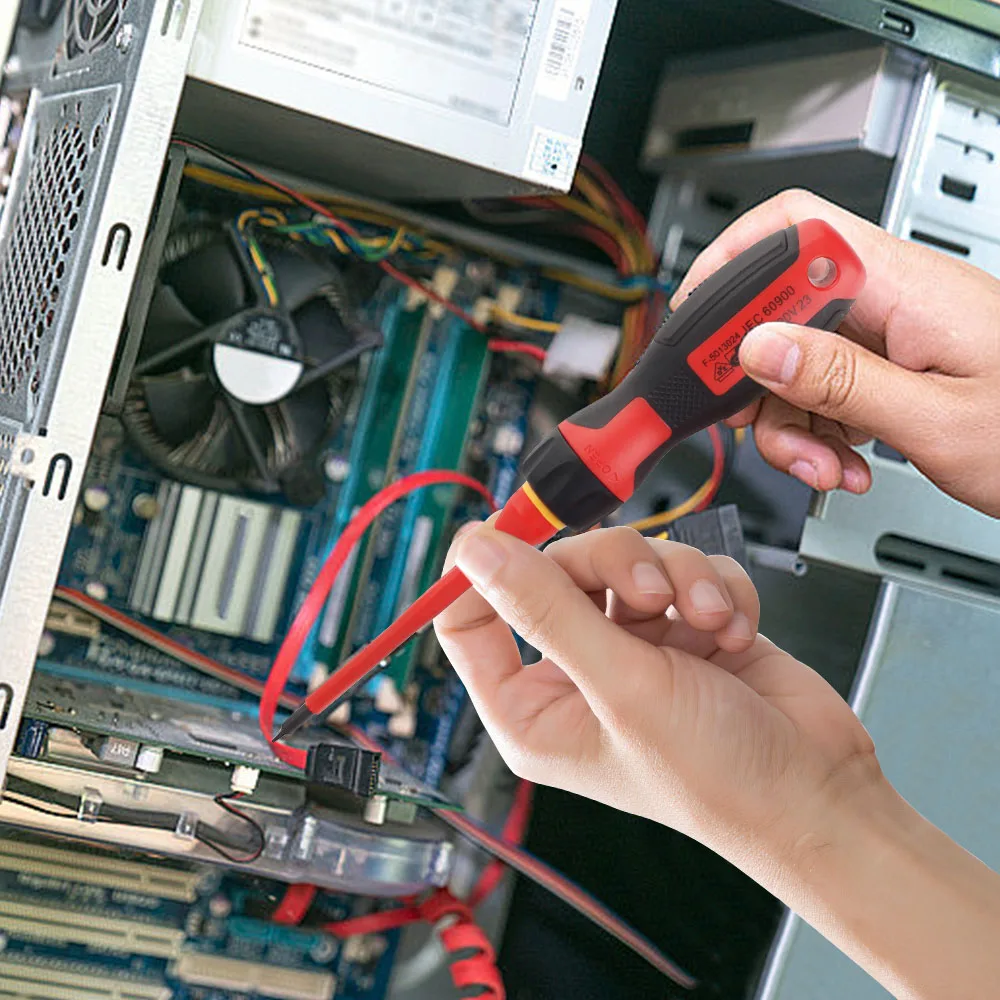 7개입 1000V 절연 드라이버 세트 평면 및 필립스 드라이버 자석 손잡이 탈착식 오토바이 자동차 제거 도구