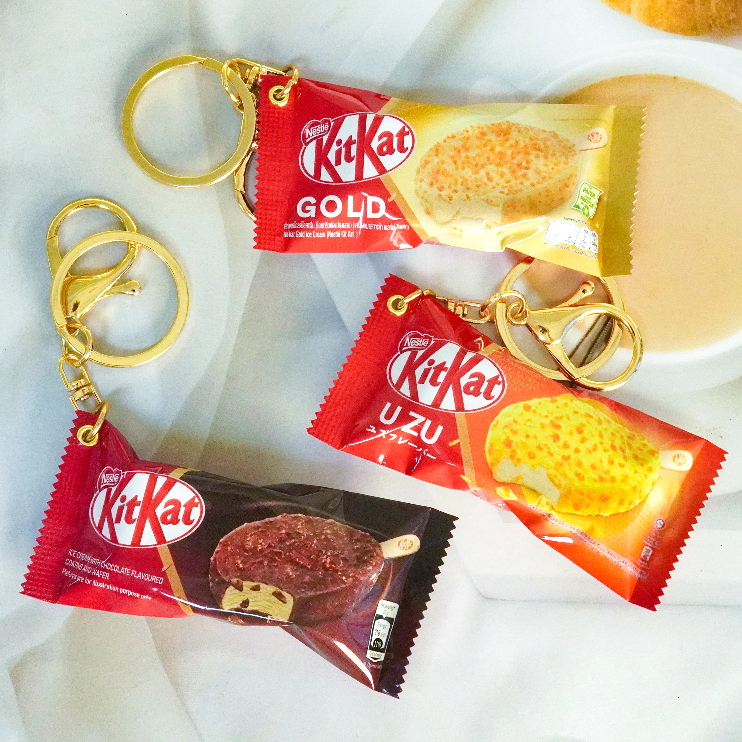 Llavero de simulación de helado Kitkat clásico americano, juguete de aperitivo, colgante para bolso de pareja de estudiantes,...