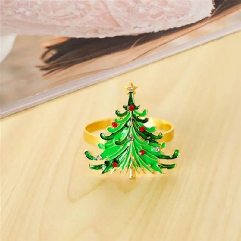 【ELEVATE LIFE】10Pcs Green Christmas Tree Napkin Rings,for Christmas Dining Table Setting-Wedding Receptions Holiday Party ABDD