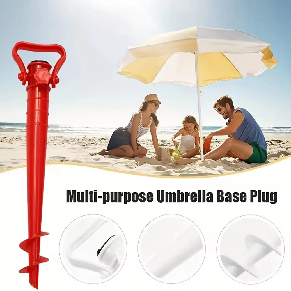 

1pc Beach Umbrella Anchor Spiral Screws Red Outdoor Garden Sun Umbrella Stand Apply To Beach Grass And Terraces