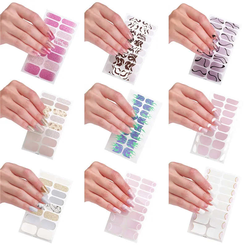 1 foglio Semi polimerizzato Gel unghie Art cursori Manicure Decor UV LED Nail Semi Cured Gel Design decalcomanie per unghie moda Nail Sticker Decor