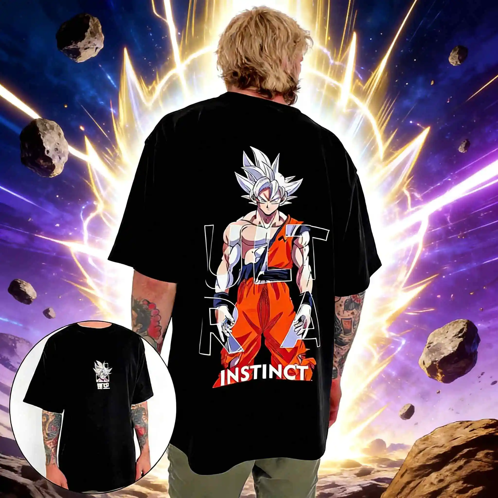 

Мужская винтажная футболка Dragon Ball Ultra Instinct Goku 2026 Summer из чистого хлопка, повседневная, свободного кроя, спортивная, с коротким рукавом