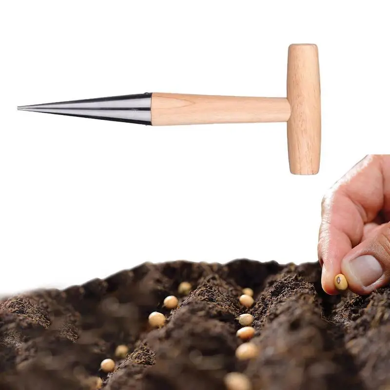 Sow Dibber Wooden Planting Seeds And Bulbs Tools Garden Bonsai Flower Planting Weeding Digging Tool For Soil Drilling Sowing