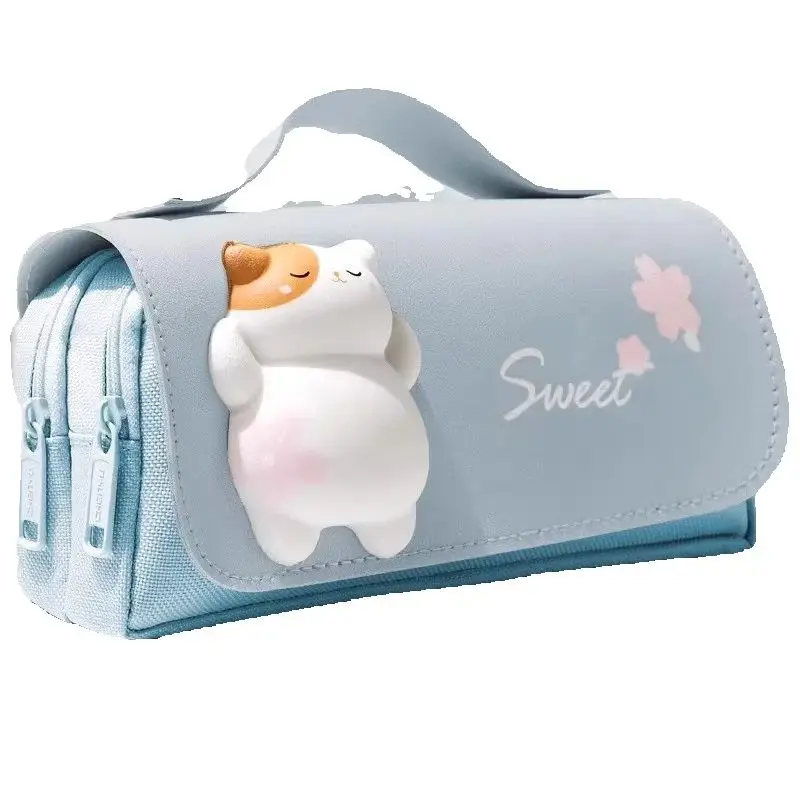 Sakura Pencil Bag PU Leather Pen Case Candy Color Japan Stationery