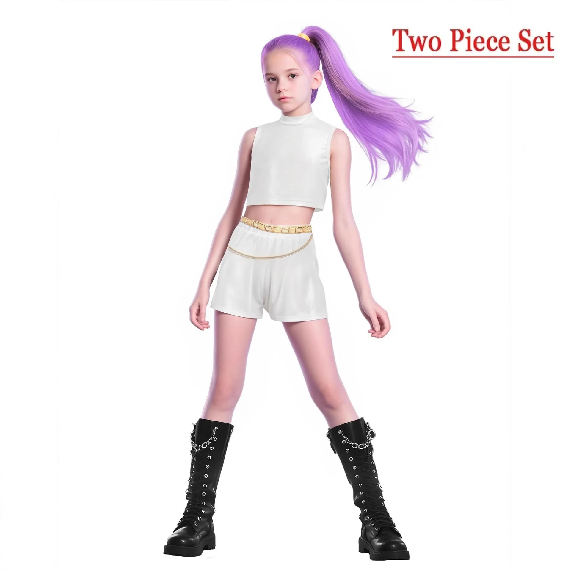 أطفال K-Pop شيطان الصيادين ميرا رومي زوي تأثيري حلي مجموعة الفتيات موحدة هالوين حفلة المرحلة ثلاثية الأبعاد فستان مُزين بطباعة الدعاوى