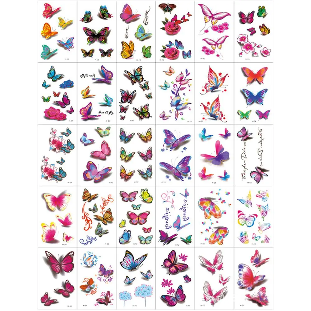 

Черная роза для тела, рук, ног, 3D бабочка, детские и женские татуировки, наклейки, цветы, временные татуировки, наклейки для боди-арта, поддельные татуировки