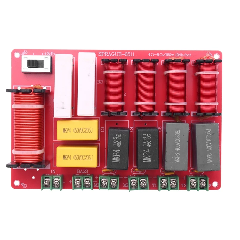 

NEW-300W 5 Way Speaker Audio Frequency Divider 2 Tweeter 2 Middle+ 1 Bass Speaker Crossover For Home Audio System