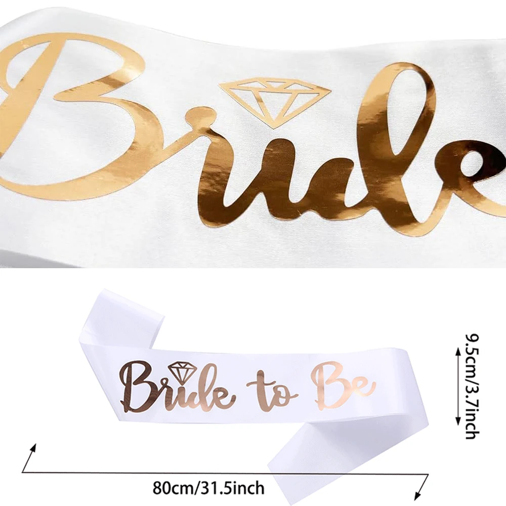 Brautschleier für Junggesellenabschiede, Roségold, Schärpe, Stirnband, glitzerndes Braut-Banner für Junggesellinnenabschiede, Hochzeit im Freien, erschwingliche Gastgeschenk – Detail 4