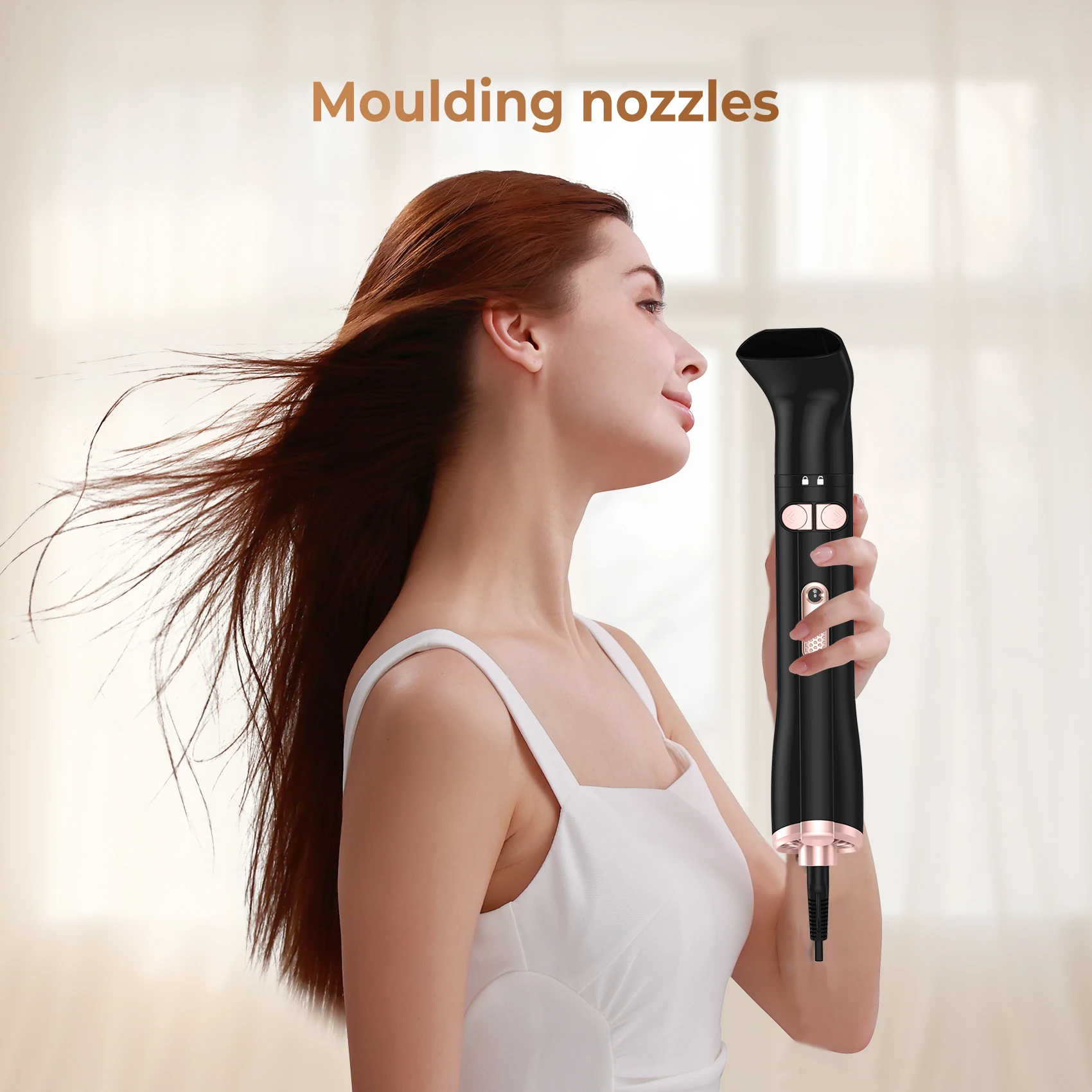 5 in 1 Blow Dryer Brush Rotating Hair Dryer Brush Spinning Curling Brush with 2 Rotating Brushes Hot Air Brush Styler Volumizer