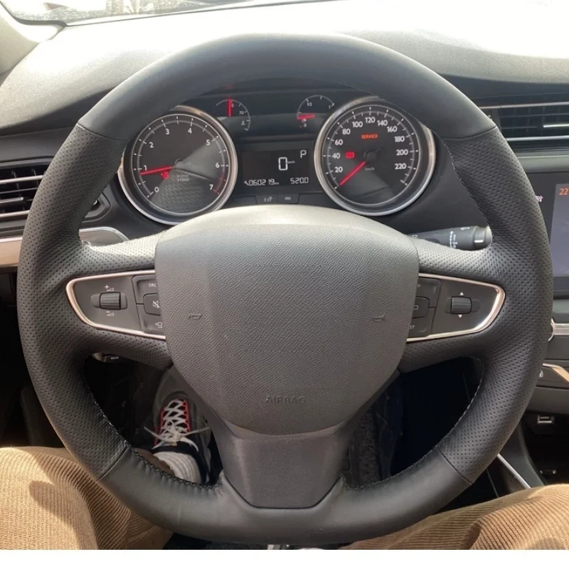 Housse de volant de voiture personnalisée en cuir véritable confortable pour citroën C3 C3-XR 2015-2019 C4 2016, accessoire de voiture tressé