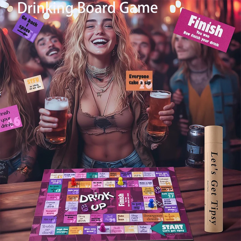 Drinking Board Game Interactive Drinking Party Board Game Set Dice Party Club Drinking Games for Adults Families