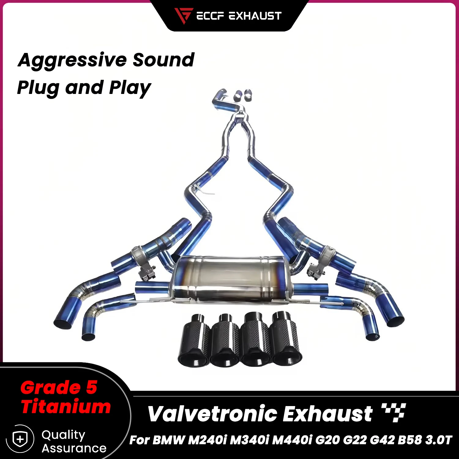 Спортивная выхлопная система TItanium Valvetronic Catback для BMW M240i M340i M440i G20 G22 G42 B58 3.0T Unleash True Performance выхлопа