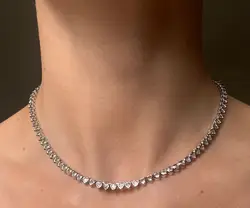 Hot Selling Heart Shaped Bezel CZ Tennis Chain Bracelet Necklace for Women Fashion High Quality Jewelry Set