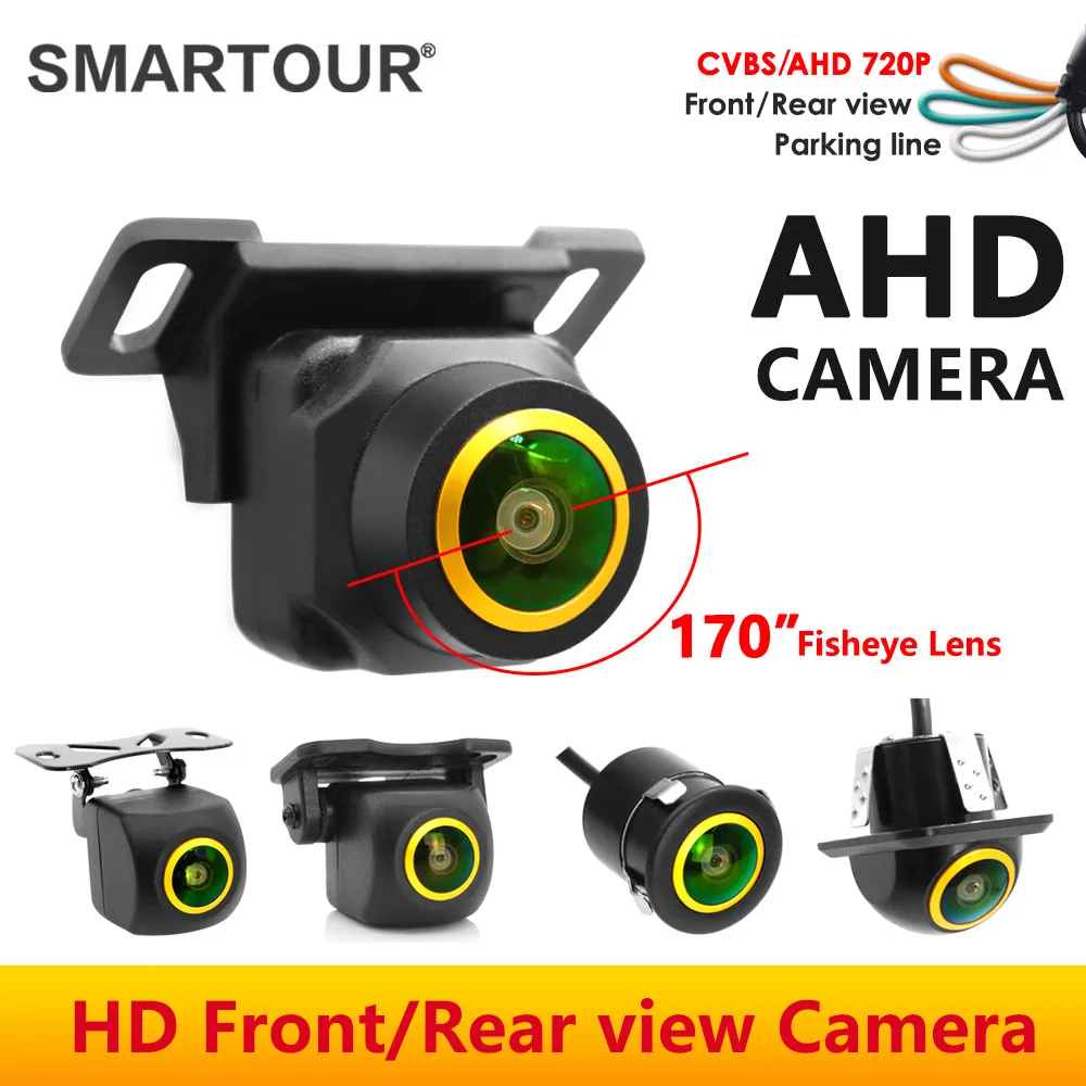 Smartour Parking New CVBS Switch AHD 720P Car Rear View Camera 170 Degree Fisheye Golden Len Front View for Focus Toyota Kia BMW