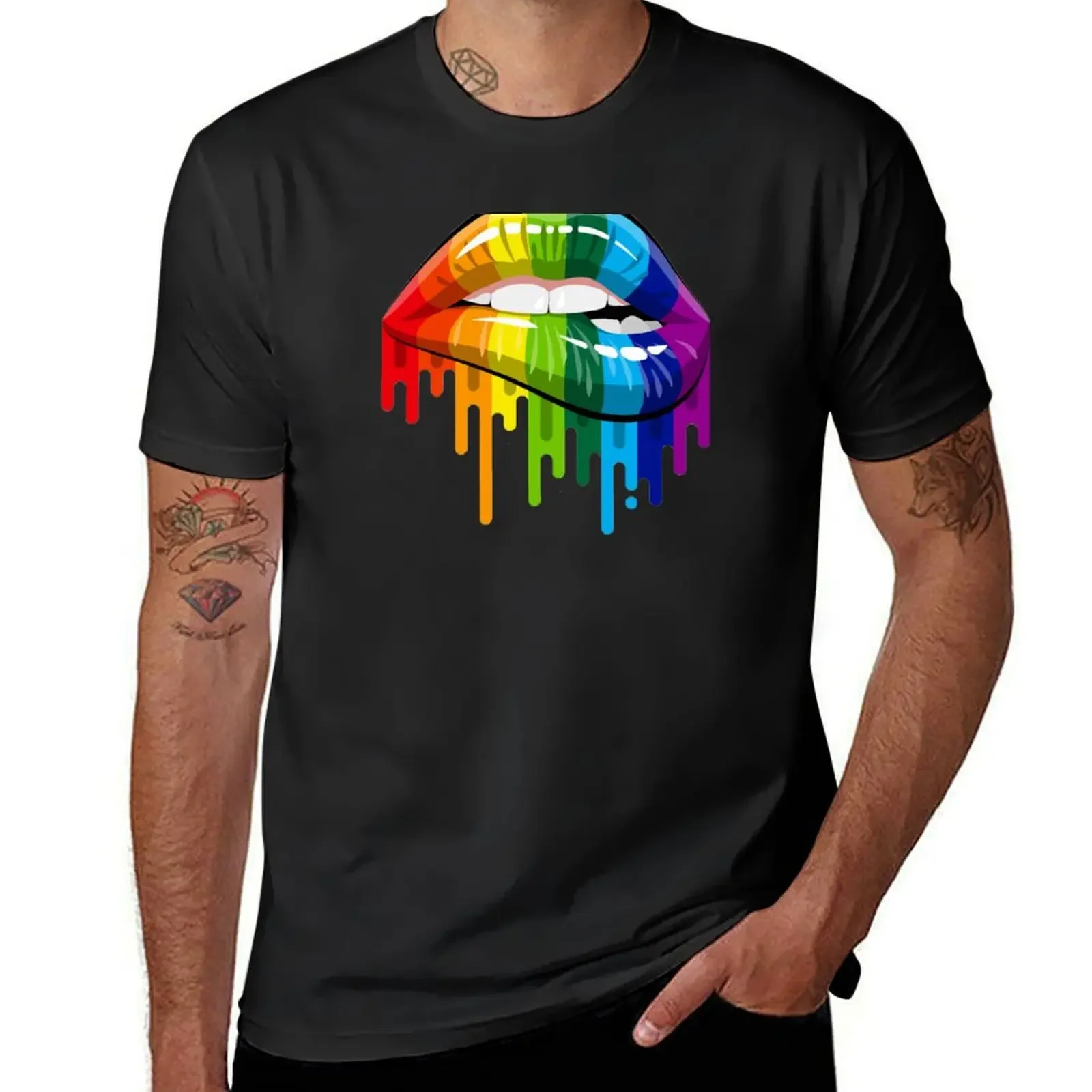 

Rainbow Lips T-Shirt customizeds plus size clothes anime anime clothes mens big and tall t shirts