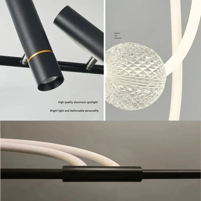American Transparent strip Hose LED Chandelier lustre Interior art creativity design Ceiling,Suitable for Living room