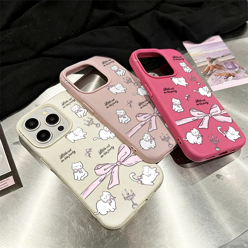 Schleifenkatt-Handyhülle für iPhone 17 16 15 14 13 12 11 Pro Max 16 15 14 Plus 17 16 15 14 13 12 11 Pro 17Air Silikon-Matt-Cover – Detail 3