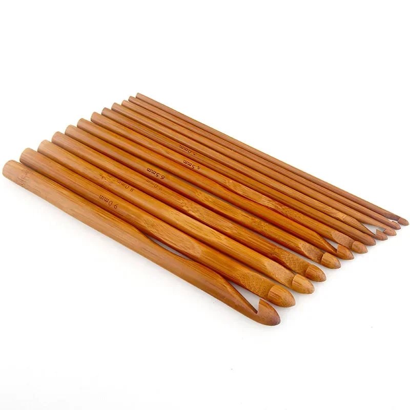 Bamboo Knitting Needle Set para Crochet doméstico, Ganchos redondos, Yarn Craft, Sweater Knitting Tool, 12 tamanhos