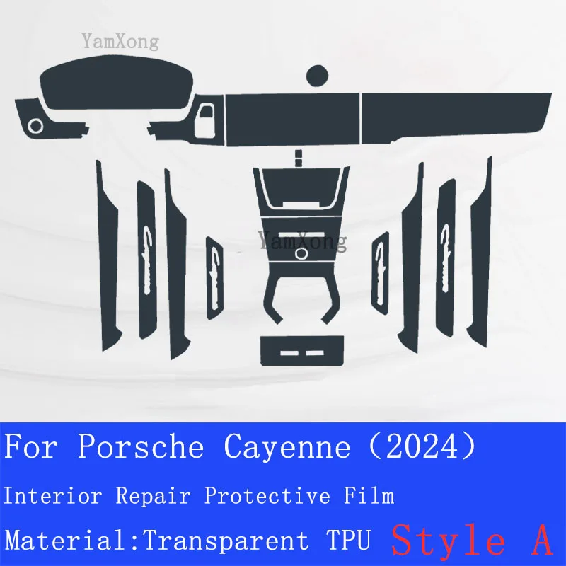 For Porsche Cayenne 2024 Car Interior TPU Protective Film Center  Navigation Instrucment Anti-Scratch Repair Sticker