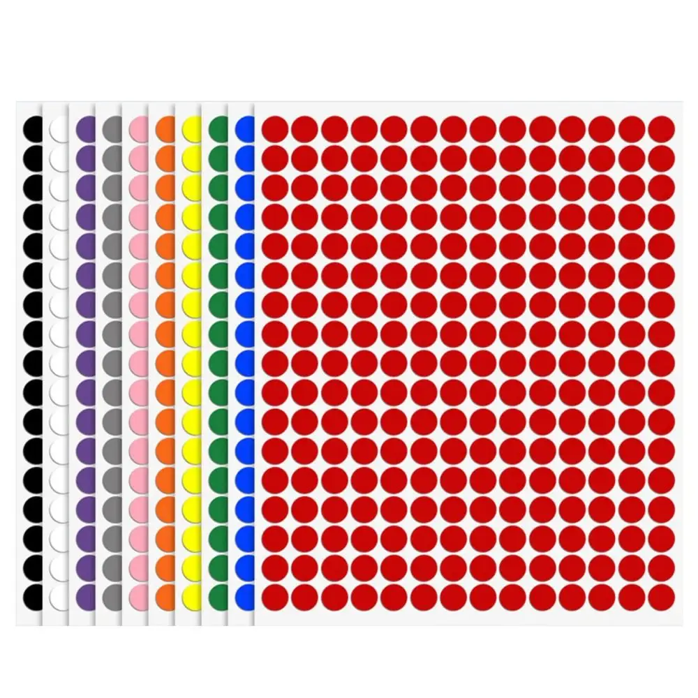 10Sheets New Writable Material Dot Adhesive Stickers 19MM Round Label Stickers Self-Adhesive Classification Markers Office Use